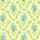 Экологичные обои в детскую с мелким цветочным узором голубых колокольчиков на лимонно желтом фоне